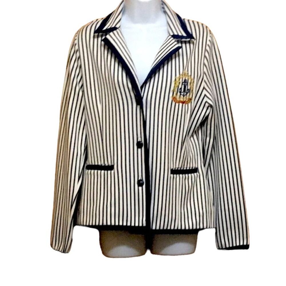 Designed in France. Mademoiselle Saint James Striped Blazer. 10
